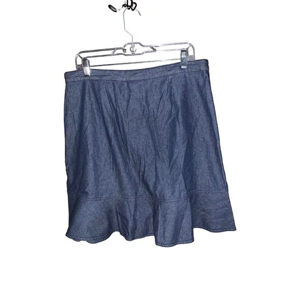 Draper James Mini Skirt Denim Look Ruffle Size 14 NWT - Picture 2 of 8